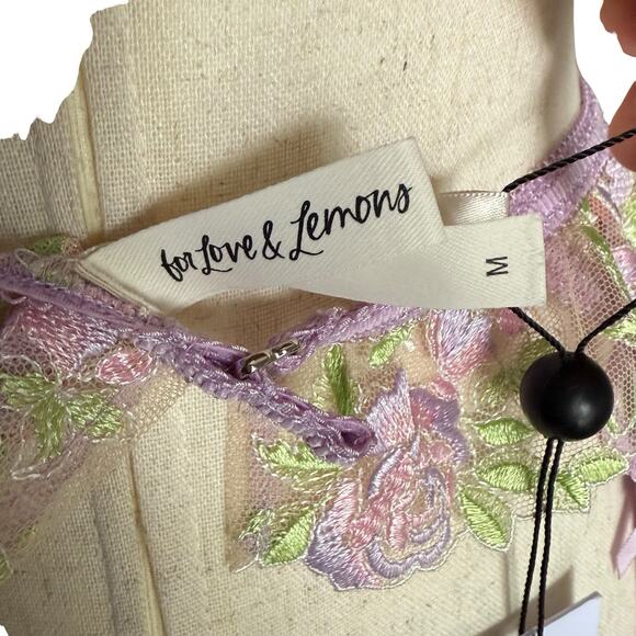 For Love & Lemons Floral Lace Garter Belt Lilac Size Small Gift For Her - Picture 5 of 5